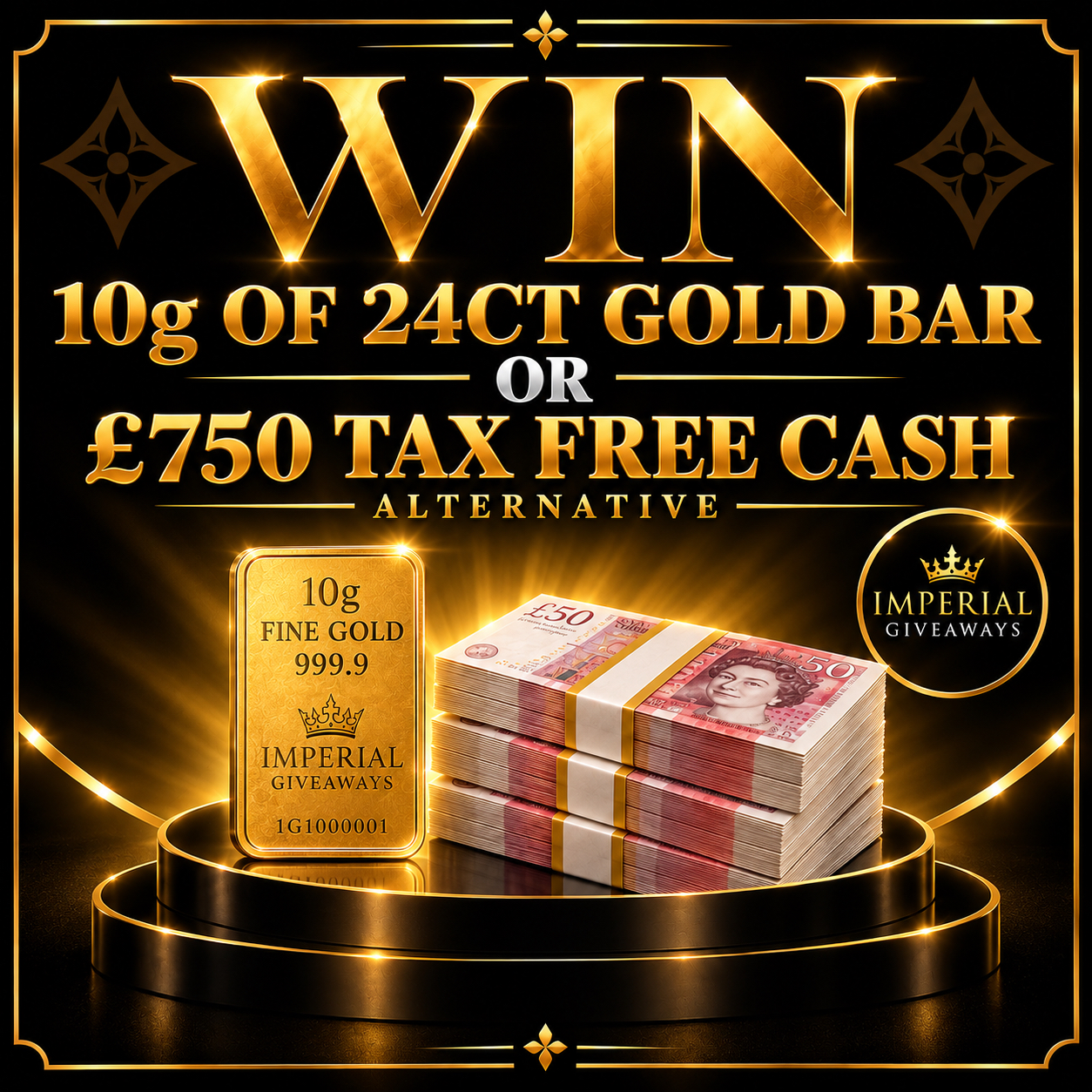 Win A 10g 24CT Gold Bar or £750 Tax Free Cash