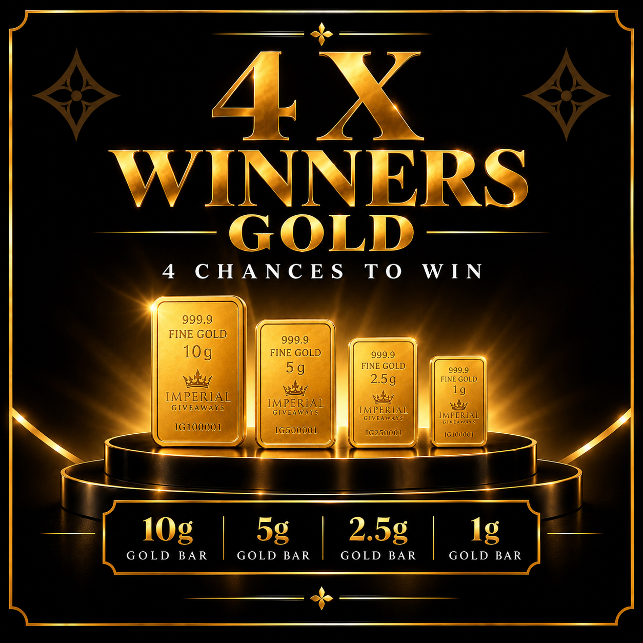 4 x Winners – Win 4 Gold Bars Worth 18.5g