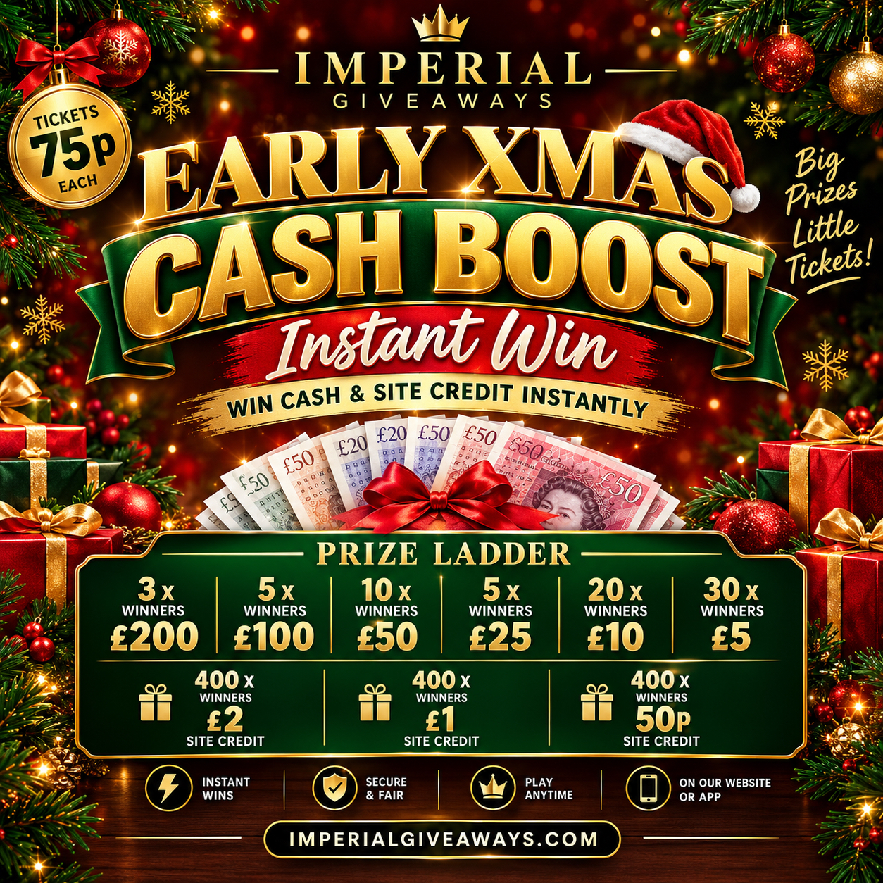 Early Christmas Cash Boost Scratch Card – Instant Win